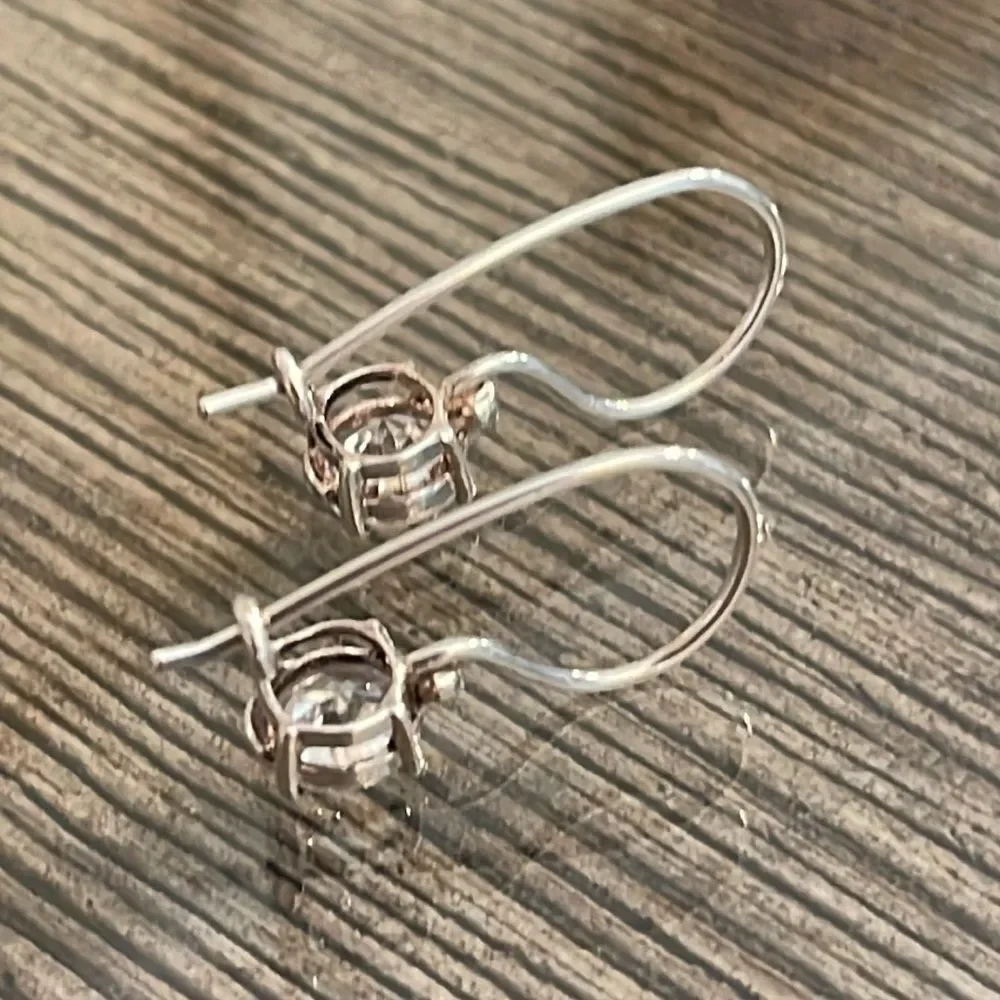 Vintage Sterling Silver Wire CZ Earrings